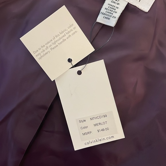 Calvin Klein NWT Faux Suede jacket size small Merlot /plum - Picture 10 of 13